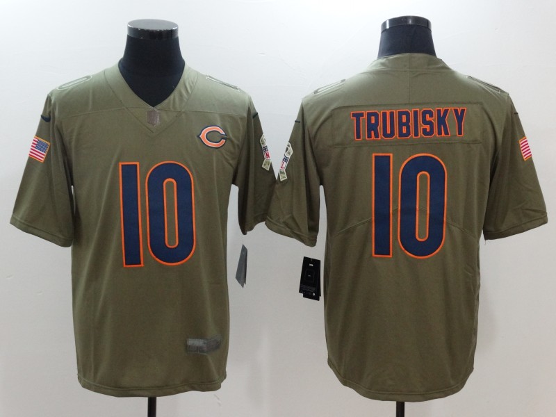 Men Chicago Bears #10 Trubisky Nike Olive Salute To Service Limited NFL Jerseys->youth nfl jersey->Youth Jersey